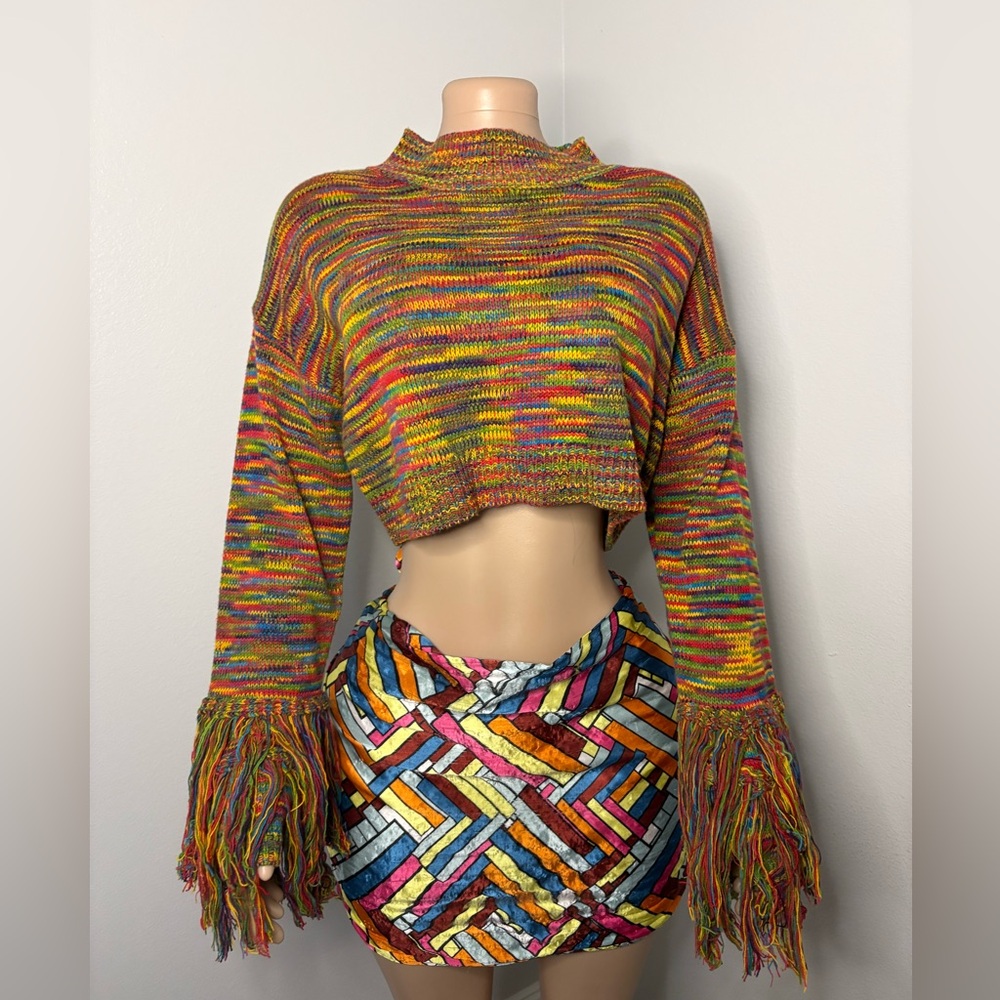 🌈Multicolor Knit Crop Top